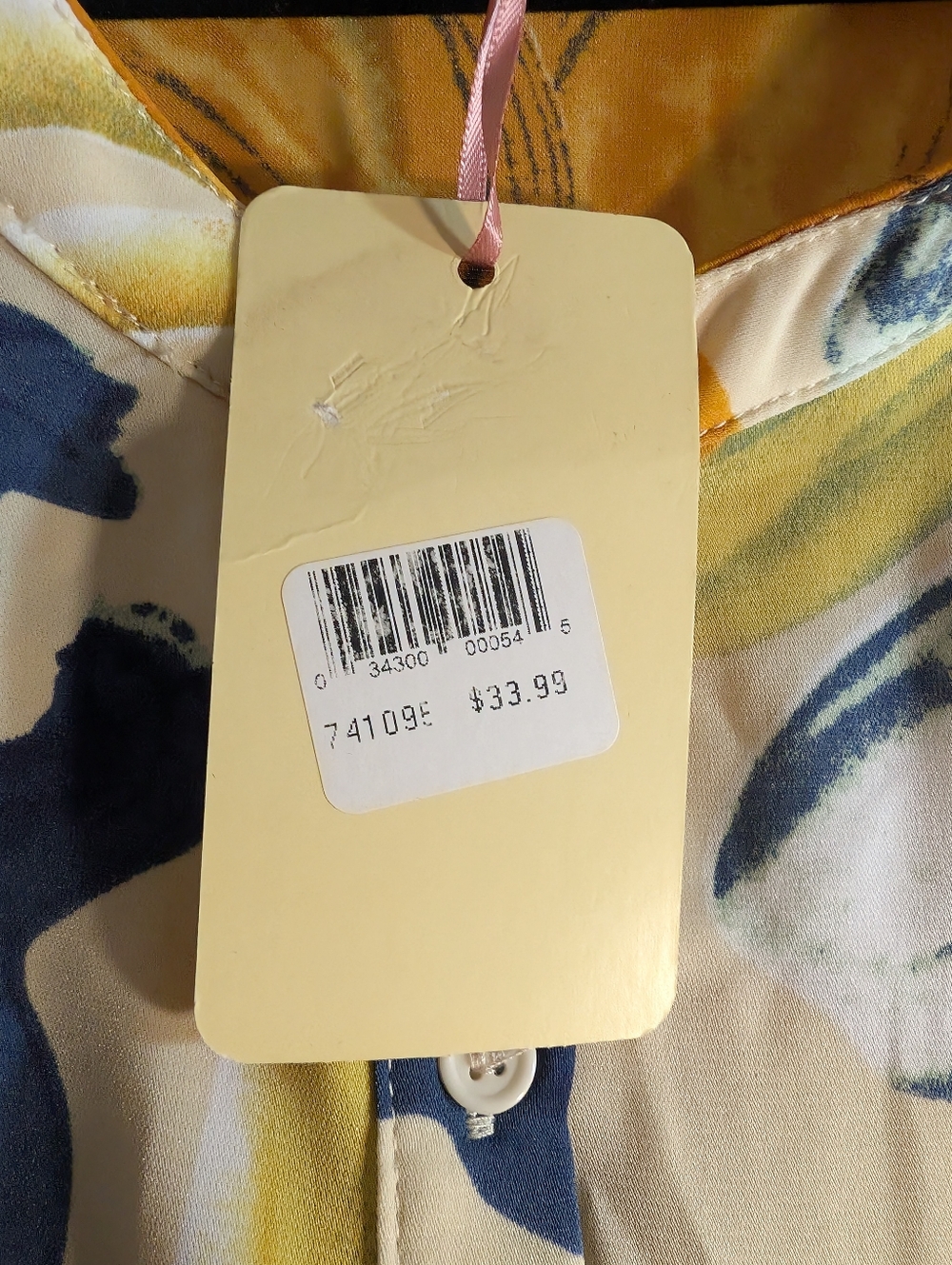 entro Multicolor Abstract Button-Front Boho Blouse in Cream Base XL - Picture 6 of 10